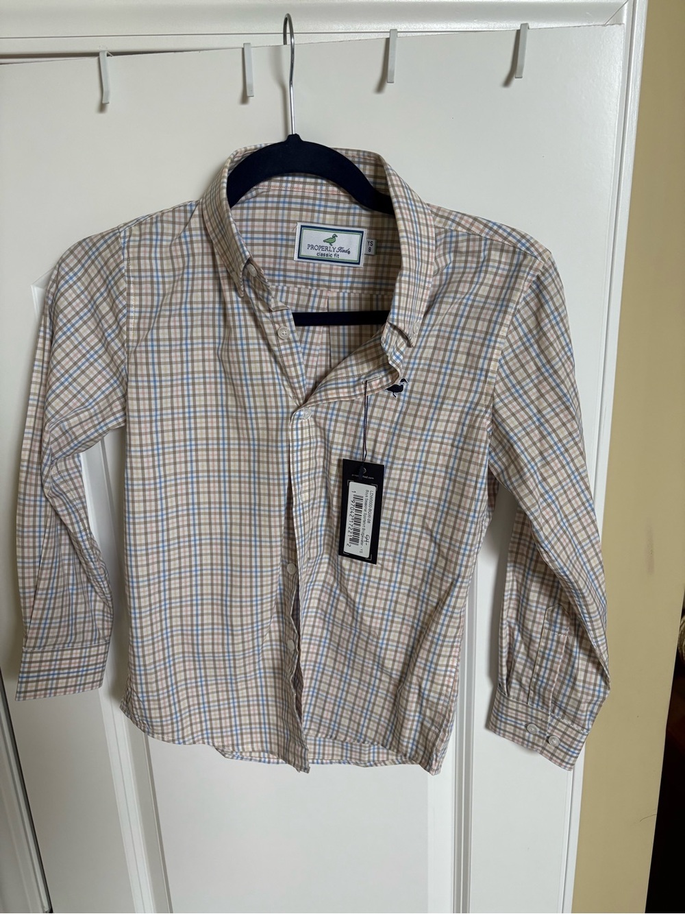 Properly Tied Boys Size 8 Bridgewater Plaid Classic Fit Button Down Shirt NWT